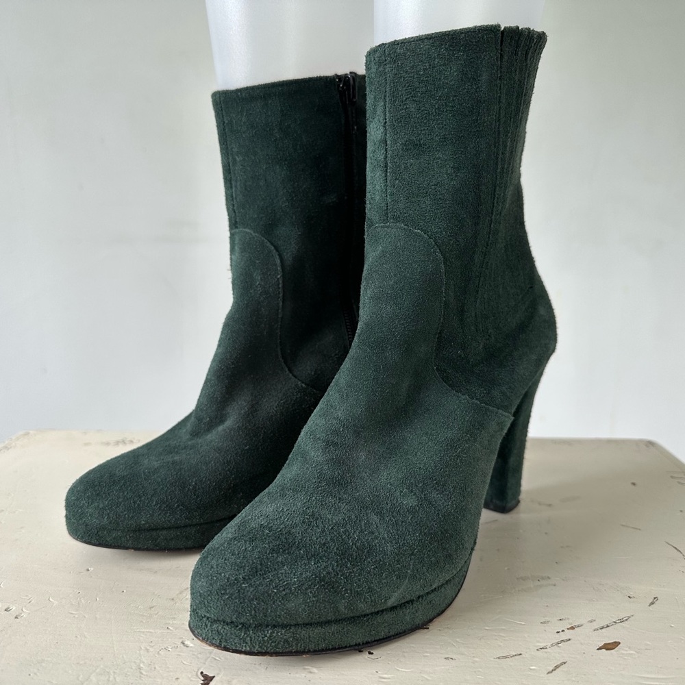 Harrison Shoes Roma Green Suede Vintage Boot Women's Size EU 37